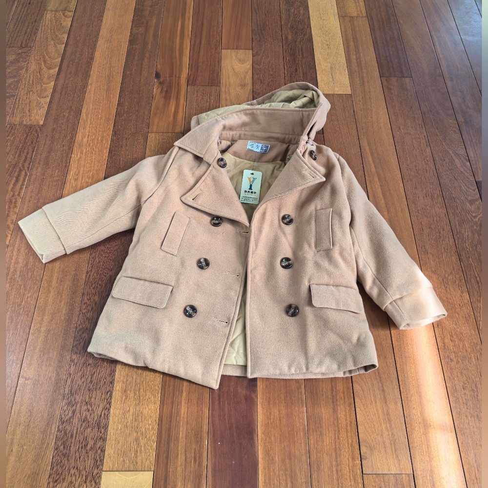 boy or girl unisex quilted parka jacket coat hooded, with hood